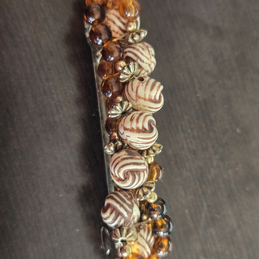 Vtg. hair clip; heavily beaded.